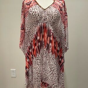 Jennifer Lopez Pink and Red Animal Print Dress